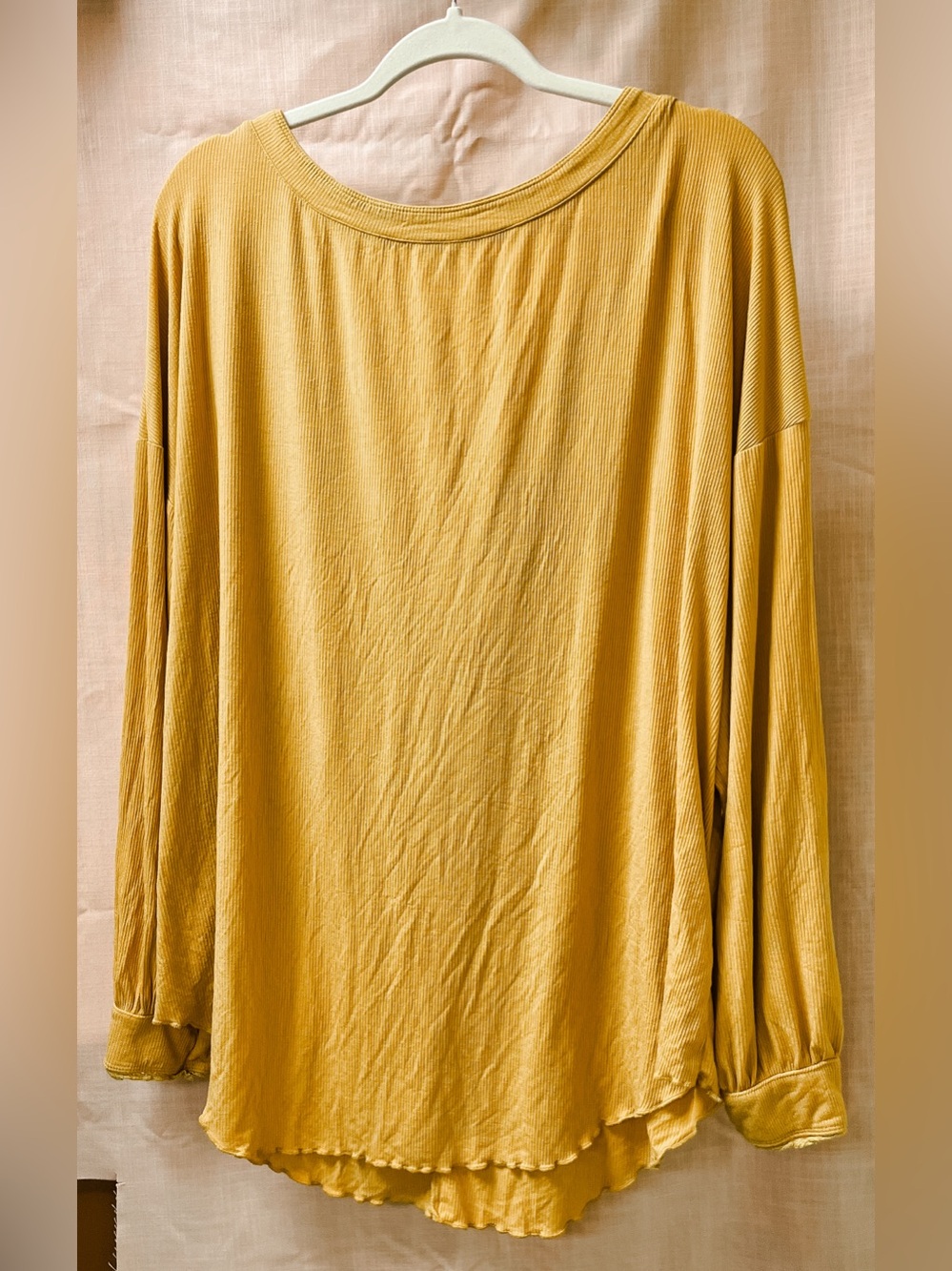 Free People Ribbed Long-Sleeve Pullover Tee with Deep Back V